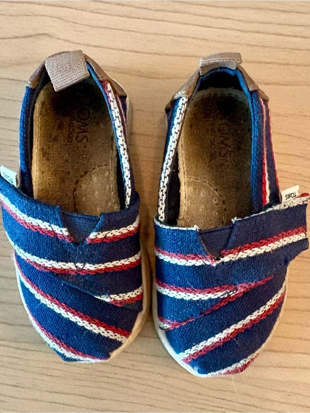TOMS Toddler Navy Stripe Slip-On Shoes - size 5